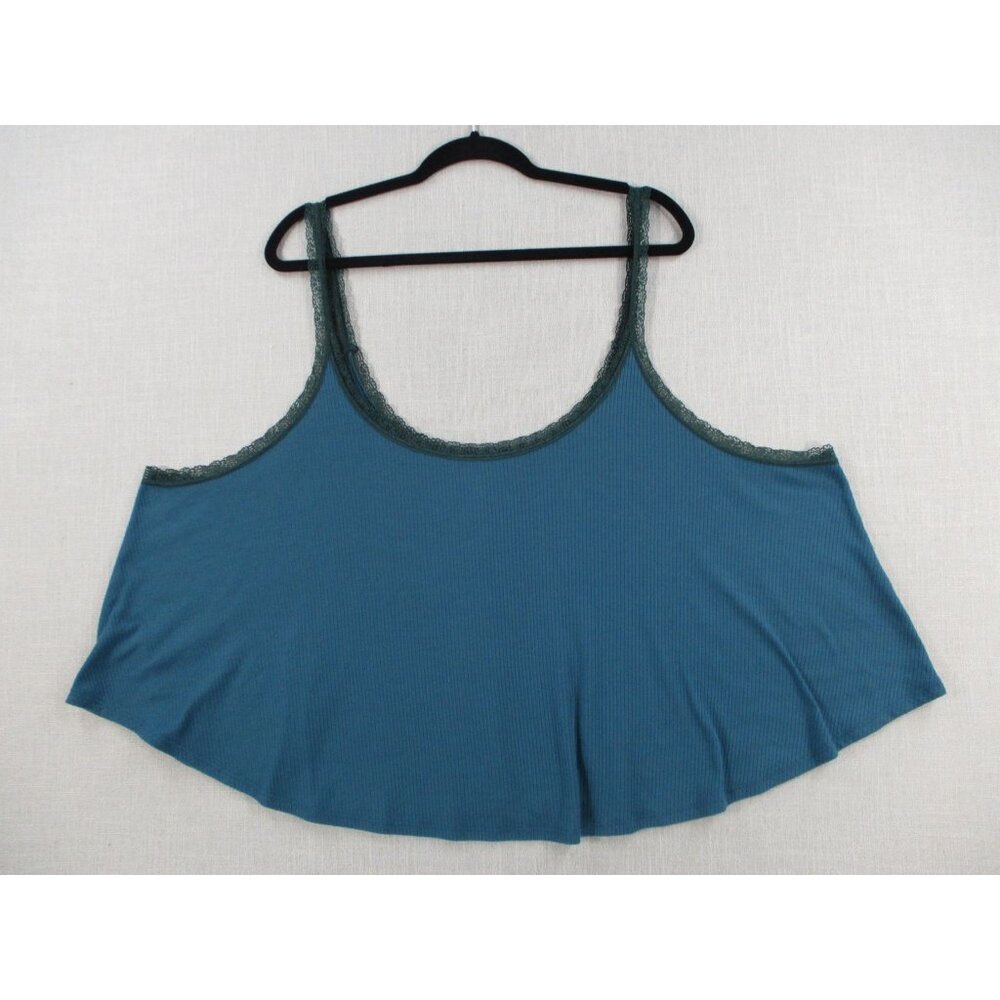 Adore Me Womens‎ Plus Size 3X Blue Lace Trim Tank Top